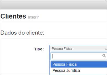 Cadastro de clientes com pessoas físicas e jurídicas