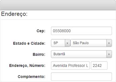 Endereço com integração com CEP correios